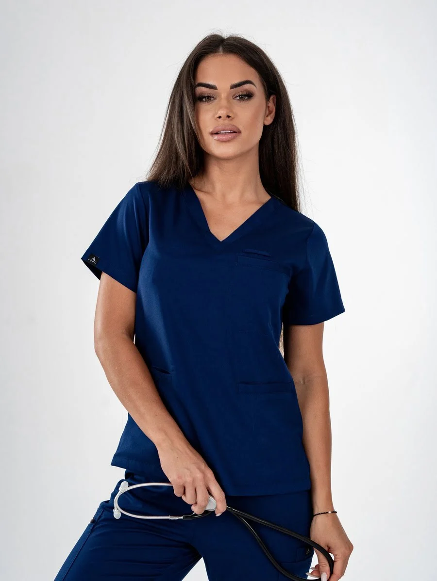 Bluza Medyczna Aurii Kamila Granat Fartuch Kosmetyczny Fartuch Lekarski