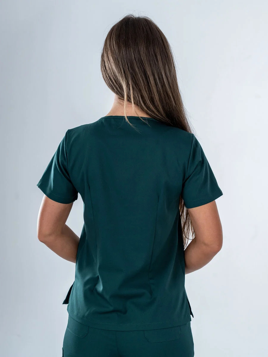 Bluza Medyczna Aurii Laura Butelkowa Zieleń Fartuch Kosmetyczny Fartuch Lekarski