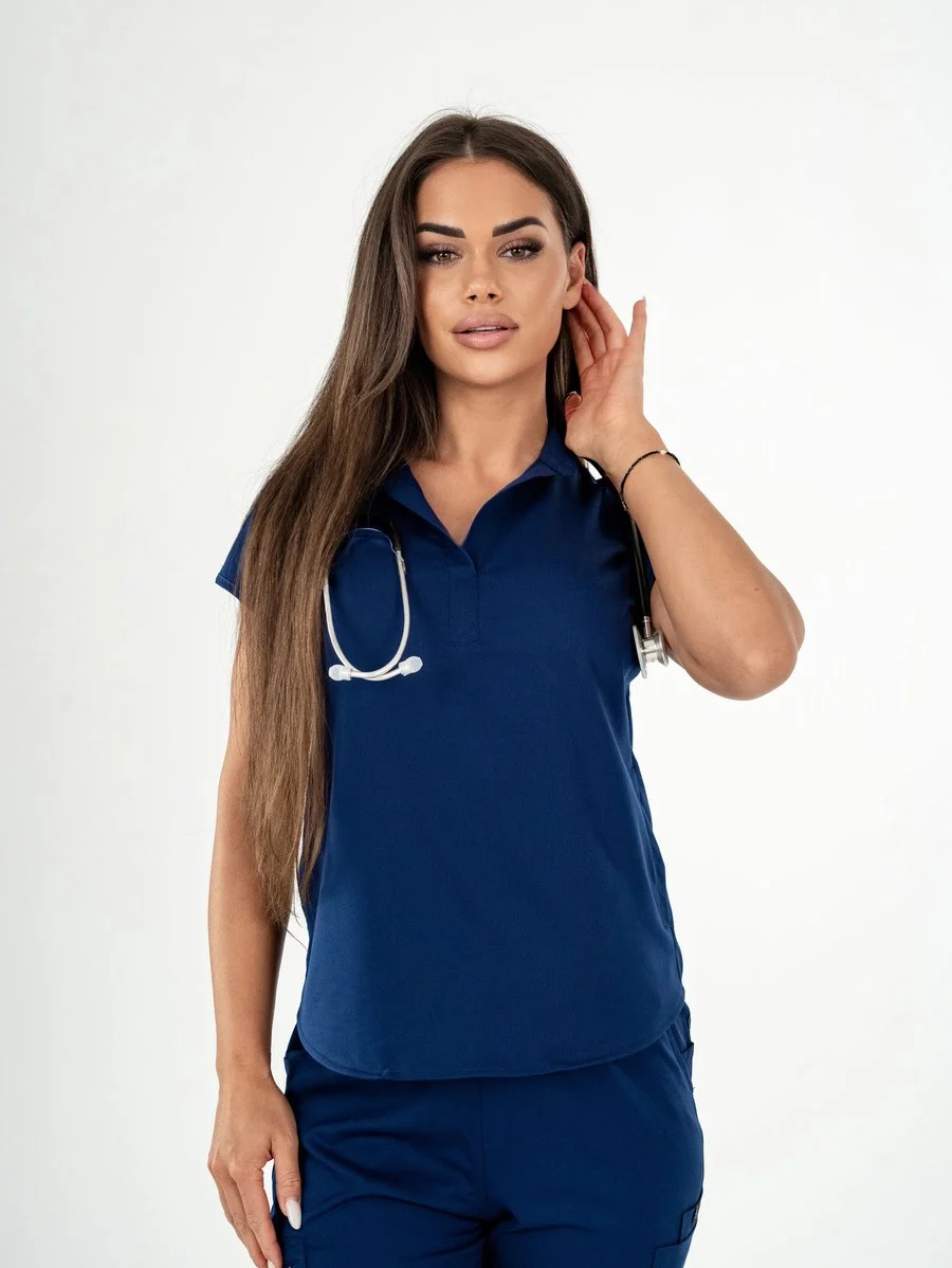 Bluza Medyczna Aurii Nina Granat Fartuch Kosmetyczny Fartuch Lekarski